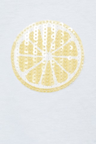 T-shirt citron paillettes - Bleu clair