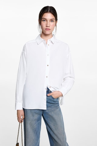 Chemise coton oversize - Blanc cassé