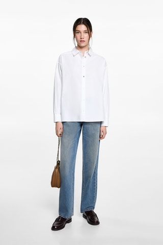 Chemise coton oversize - Blanc cassé