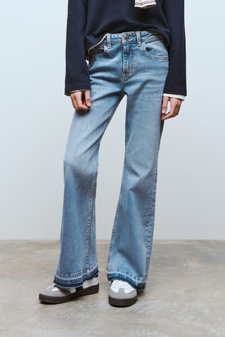 Jean flare ourlet effiloché - Bleu