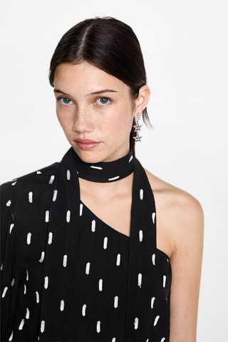 Blouse asymétrique imprimée - Noir