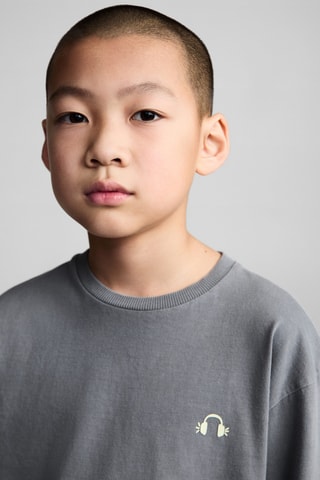 T-shirt coton effet délavé - Anthracite