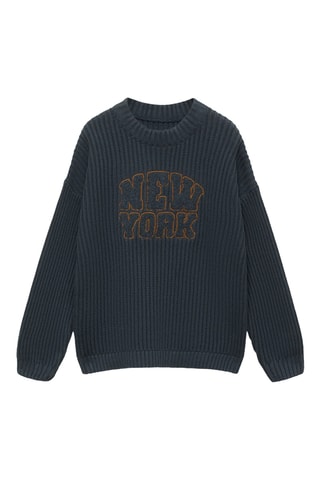 Pull-over maille message - Bleu pétrole