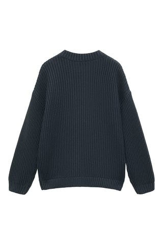Pull-over maille message - Bleu pétrole