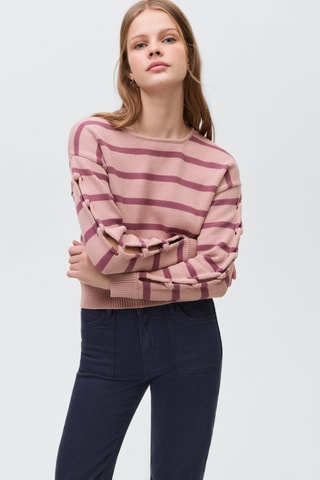 Pull-over en maille à rayures - Rose pastel