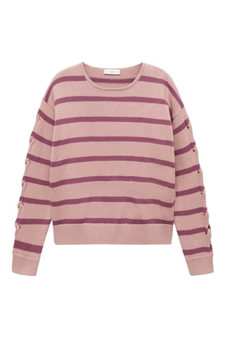 Pull-over en maille à rayures - Rose pastel