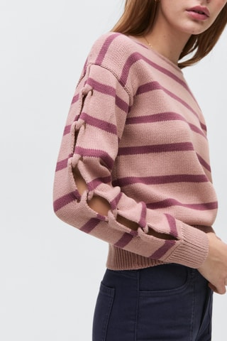 Pull-over en maille à rayures - Rose pastel