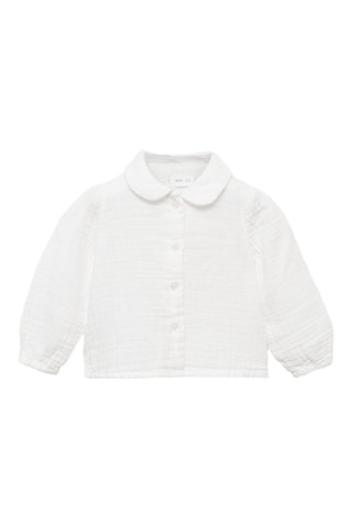 Blouse coton tissu plissé - Blanc cassé