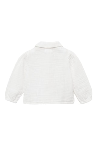 Blouse coton tissu plissé - Blanc cassé