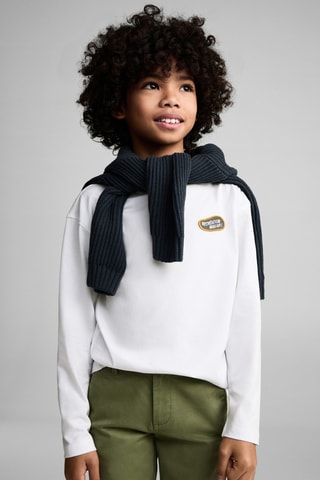 T-shirt coton imprimé - Blanc cassé