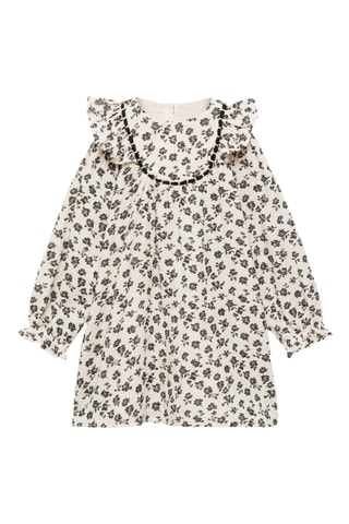 Robe coton imprimée - Ecru