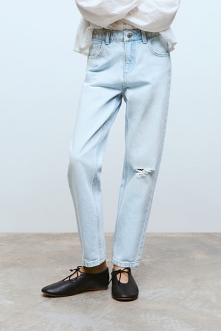 Jean mom-fit déchirures décoratives - Bleu clair