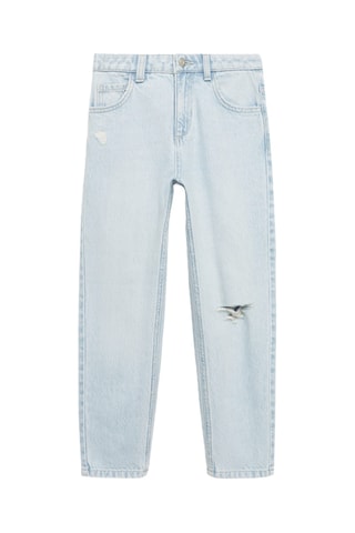Jean mom-fit déchirures décoratives - Bleu clair