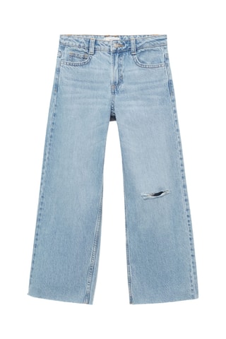 Jean wideleg revers effilochés - Bleu