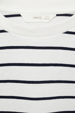 T-shirt coton à rayures - Blanc cassé