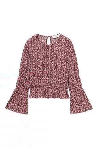 Blouse imprimée froncée - Grenat