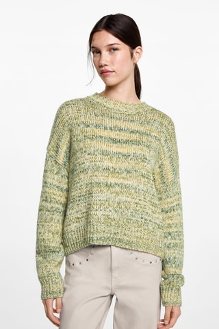 Pull-over maille chinée - Vert pastel