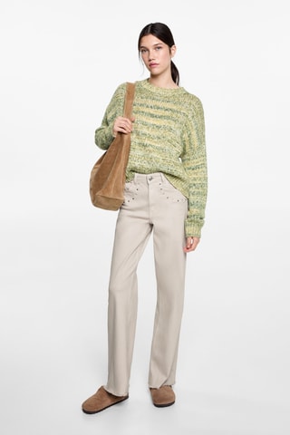 Pull-over maille chinée - Vert pastel