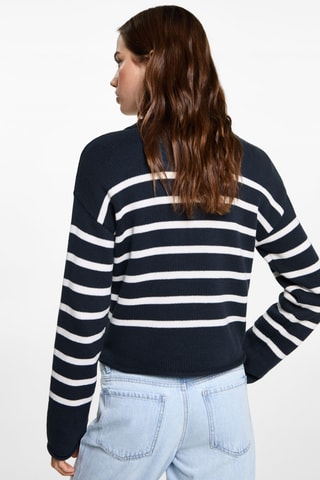 Pull-over rayures col polo - Bleu