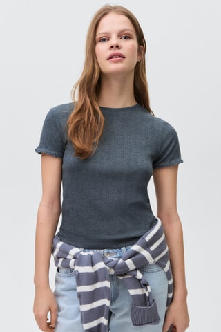 T-shirt détail manches - Bleu