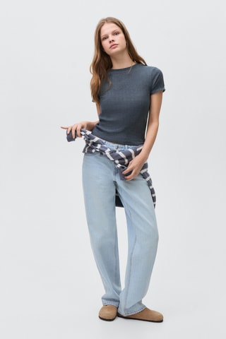 T-shirt détail manches - Bleu