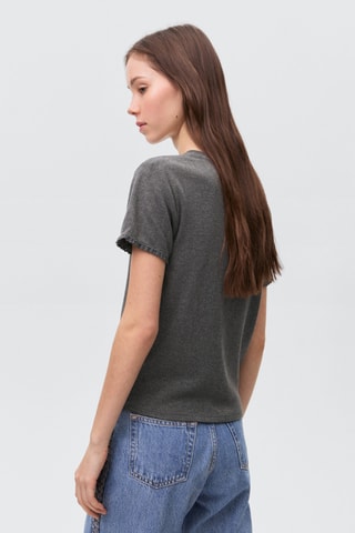 T-shirt détail manches - Gris foncé chiné