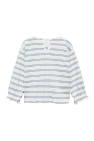 T-shirt coton à rayures - Blanc cassé