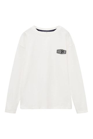 T-shirt coton imprimé - Blanc cassé
