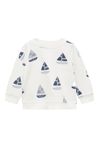 Sweat-shirt coton imprimé - Blanc cassé
