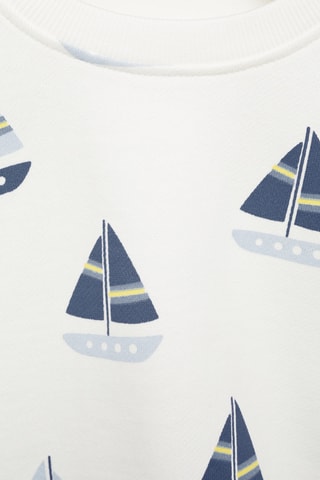 Sweat-shirt coton imprimé - Blanc cassé