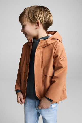 Parka imperméable capuche - Rouge orangé