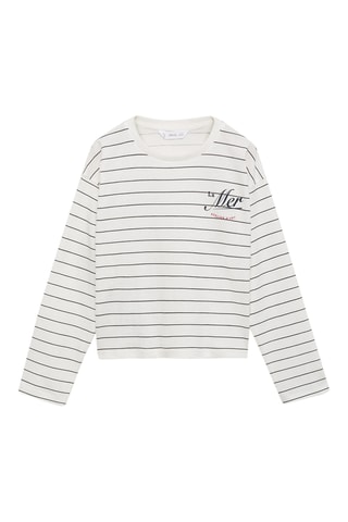 T-shirt en coton imprimé - Blanc cassé