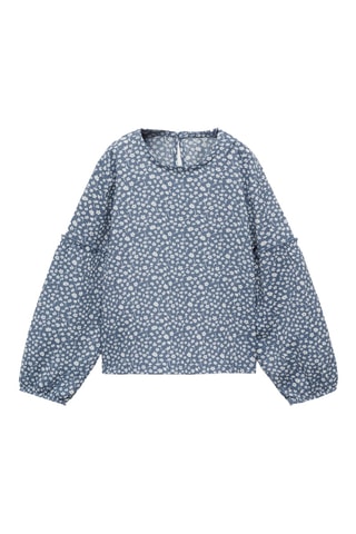 T-shirt manches longues fleurs - Bleu