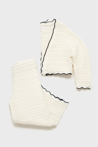 Pantalon maille ajourée - Blanc