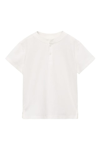 T-shirt coton boutons - Blanc cassé