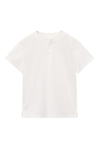 T-shirt coton boutons - Blanc cassé
