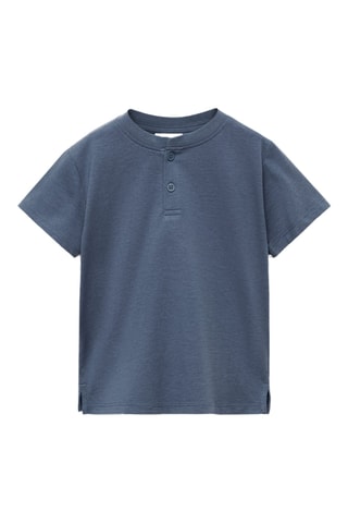 T-shirt coton boutons - Bleu