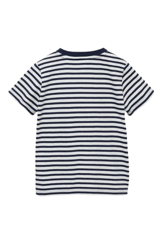 T-shirt à rayures et boutons - Bleu marine