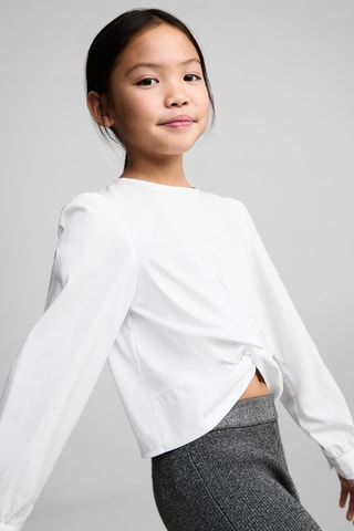 Blouse à nœud en coton - Blanc