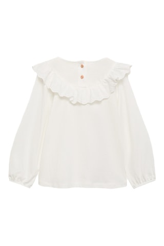 T-shirt coton à volants - Blanc cassé