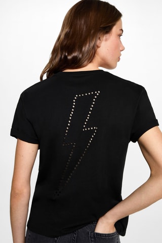 T-shirt perforé éclair - Noir