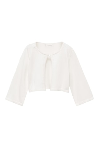 Cardigan maille détails ajourés - Blanc cassé