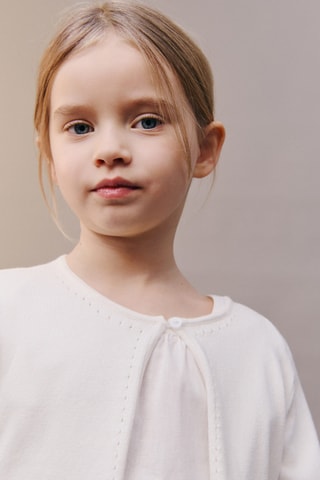 Cardigan maille détails ajourés - Blanc cassé