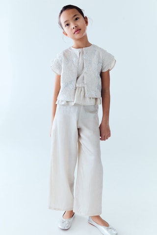 Pantalon droit métallisé - Beige