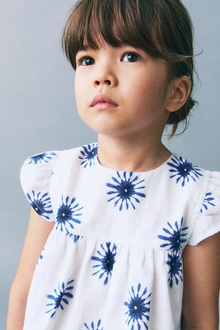 Blouse en coton imprimée - Blanc