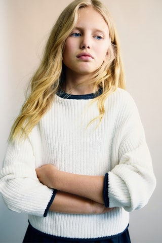 Pull-over maille côtelée - Blanc