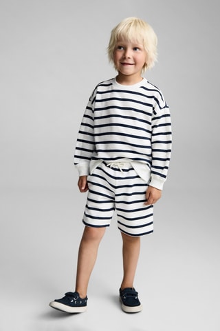 Sweat-shirt coton rayures - Bleu marine