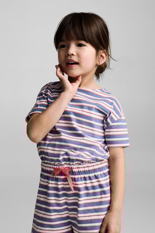 Combinaison courte rayures cordon - Bleu marine