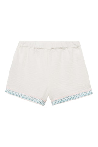 Short plissé brodé - Blanc