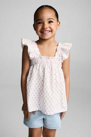 Blouse brodée volants - Blanc